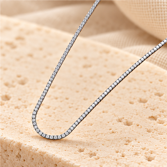 Slim Tennis Necklace — 2.5mm Moissanite, 925 Silver