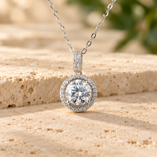 Moissanite Pendant Necklace — 925 Silver