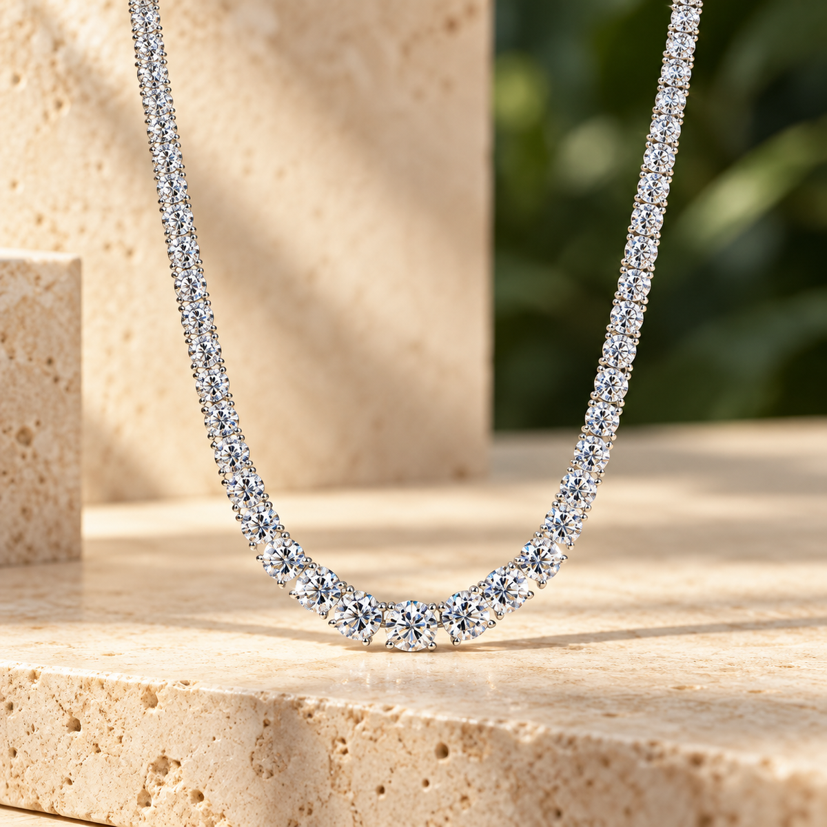 Bold Tennis Necklace — Moissanite, 925 Silver