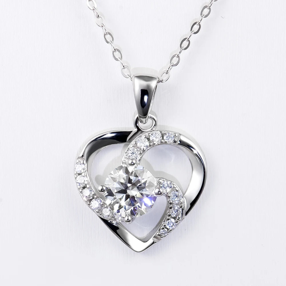 Charm Pendant Necklace — 1ct Moissanite, 925 Silver, detail view