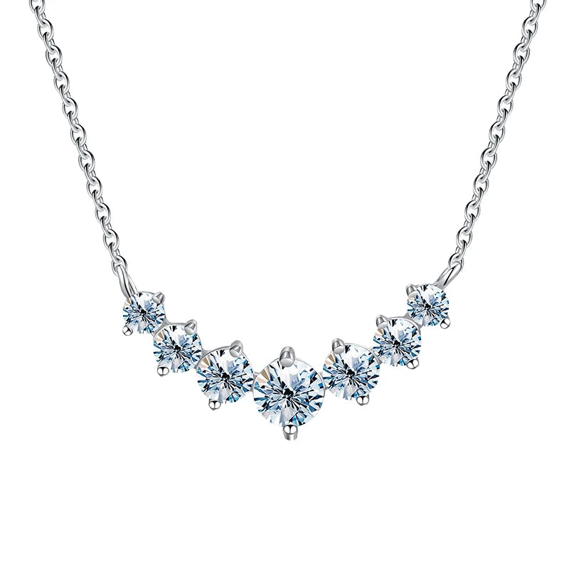 Seven-Stone Pendant Necklace — Moissanite, 925 Silver, detail view