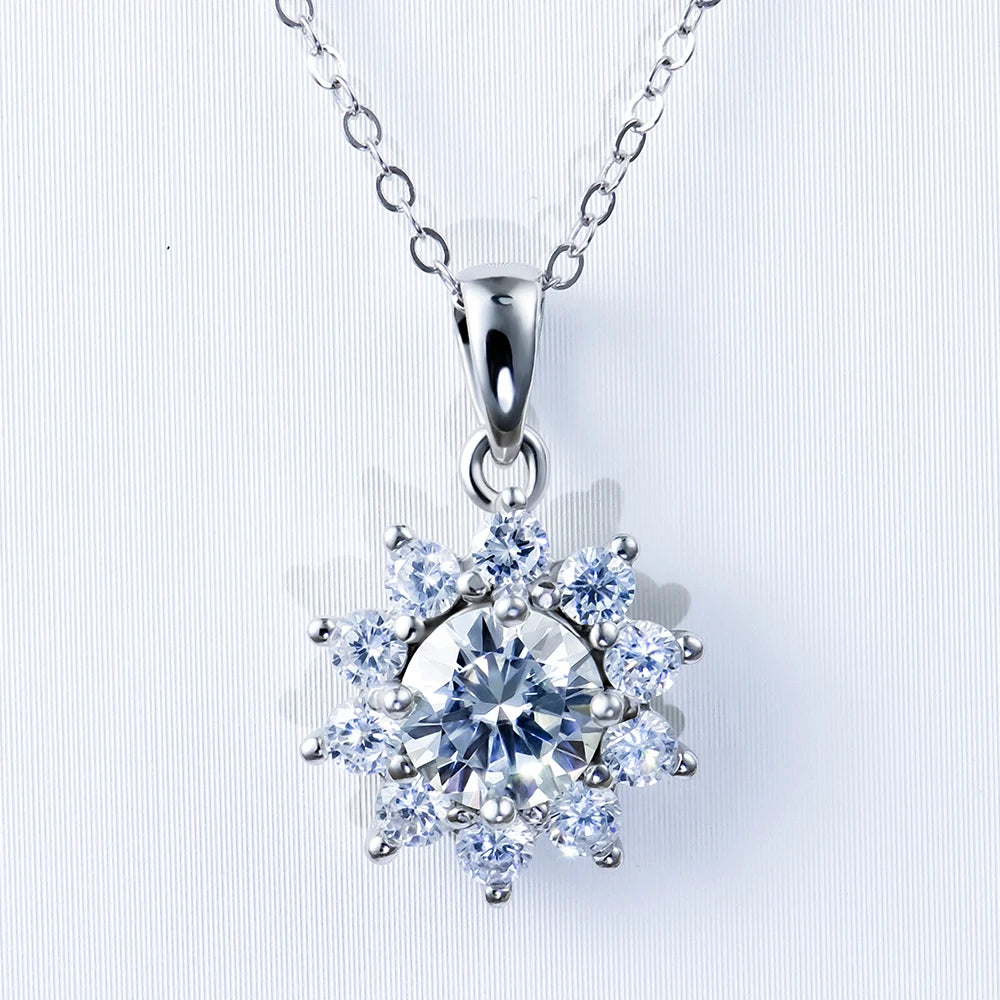 Moissanite Pendant Necklace — 925 Silver, detail view