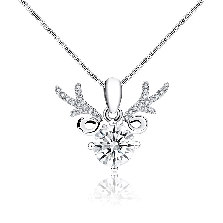 Charm Pendant Necklace — 1ct Moissanite, 925 Silver, detail view