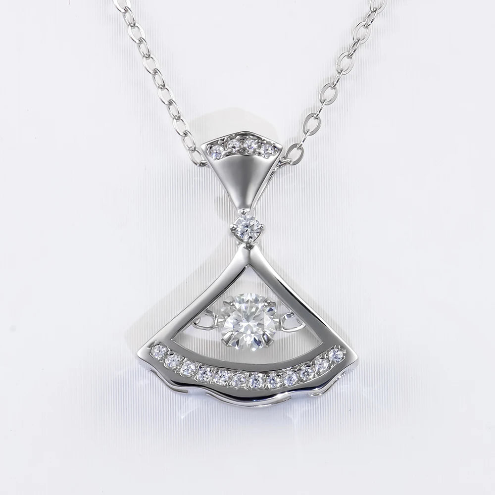 Charm Pendant Necklace — 1ct Moissanite, 925 Silver, detail view