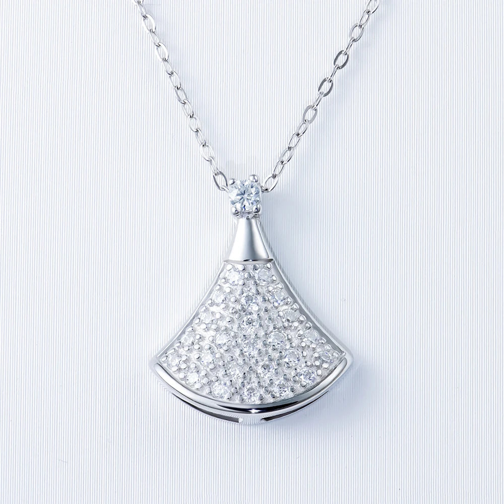 Moissanite Pendant Necklace — 925 Silver, detail view