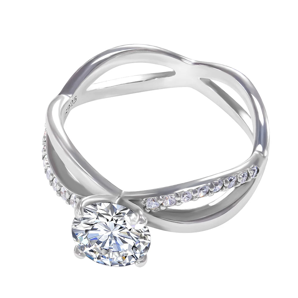 Crossover Ring — Moissanite, 925 Silver, detail view
