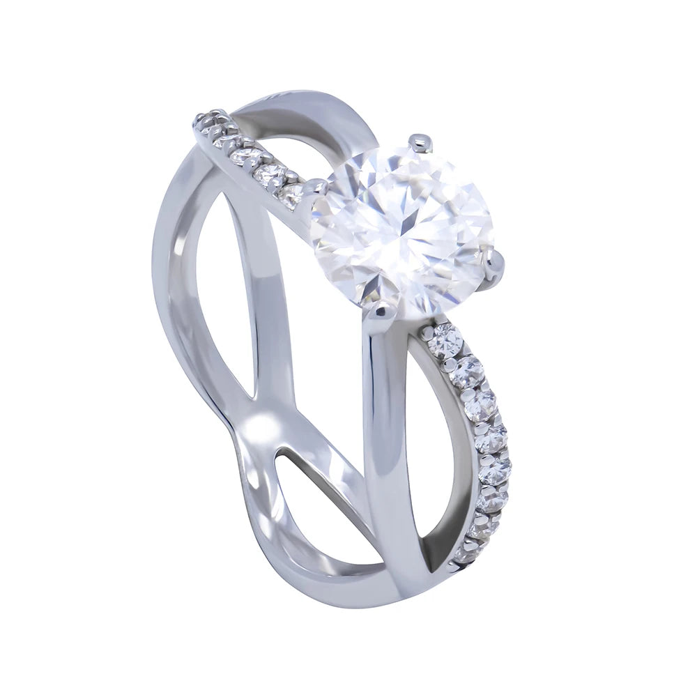 Crossover Ring — Moissanite, 925 Silver, detail view